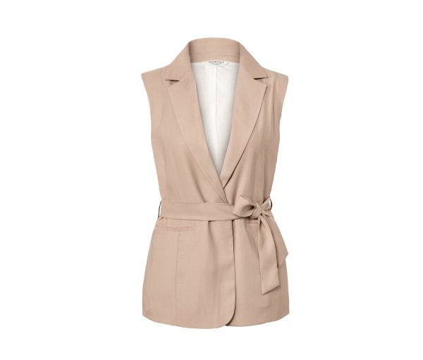 Tchibo - Weste mit Bindegürtel - Damen - Gr. 38 - beige