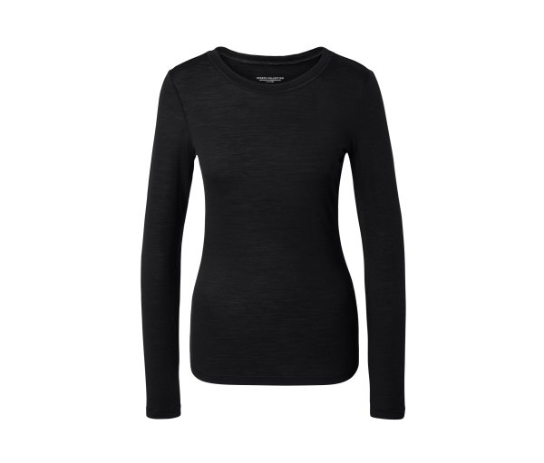 Tchibo - Langarmshirt mit Merinowolle - Damen - Gr. S - schwarz