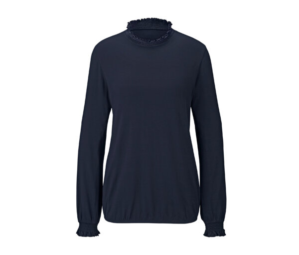 Tchibo - Langarmshirt mit kleinem Stehkragen - Damen - Gr. XL - dunkelblau