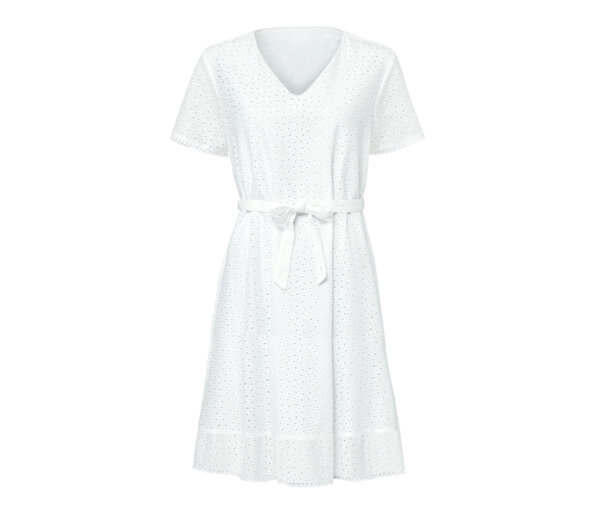 Tchibo - Kleid mit Lochstickerei - Damen - Gr. 40 - weiß
