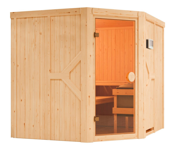 Karibu-Sauna »Brianna« mit Eckeinstieg - braun