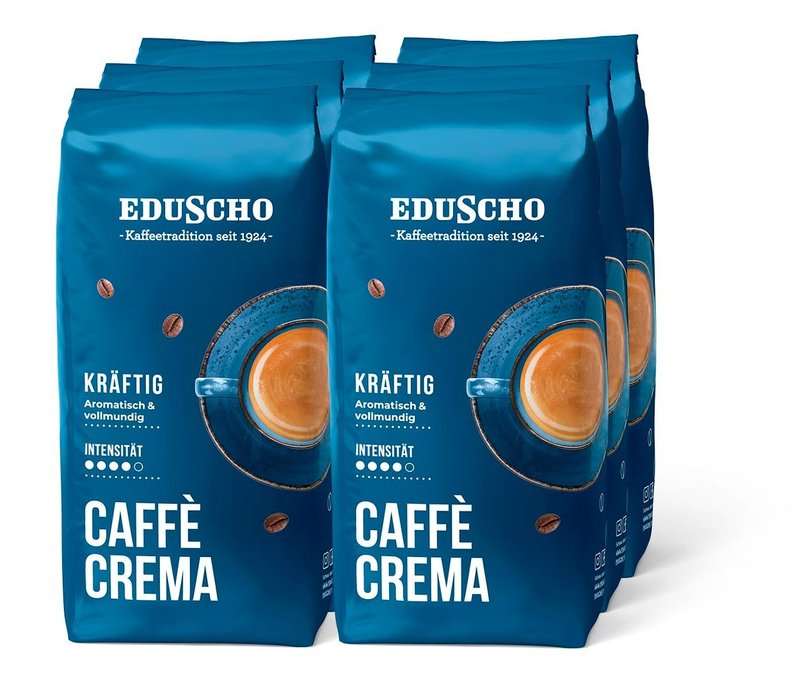 Eduscho Caffè Crema Kräftig - 6 x 1 kg Ganze Bohne - Intensität: 4/5