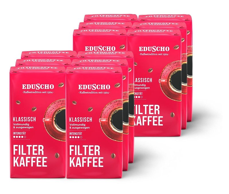Eduscho Filterkaffee Klassisch - 12 x 500 g Gemahlen - Intensität: 4/5