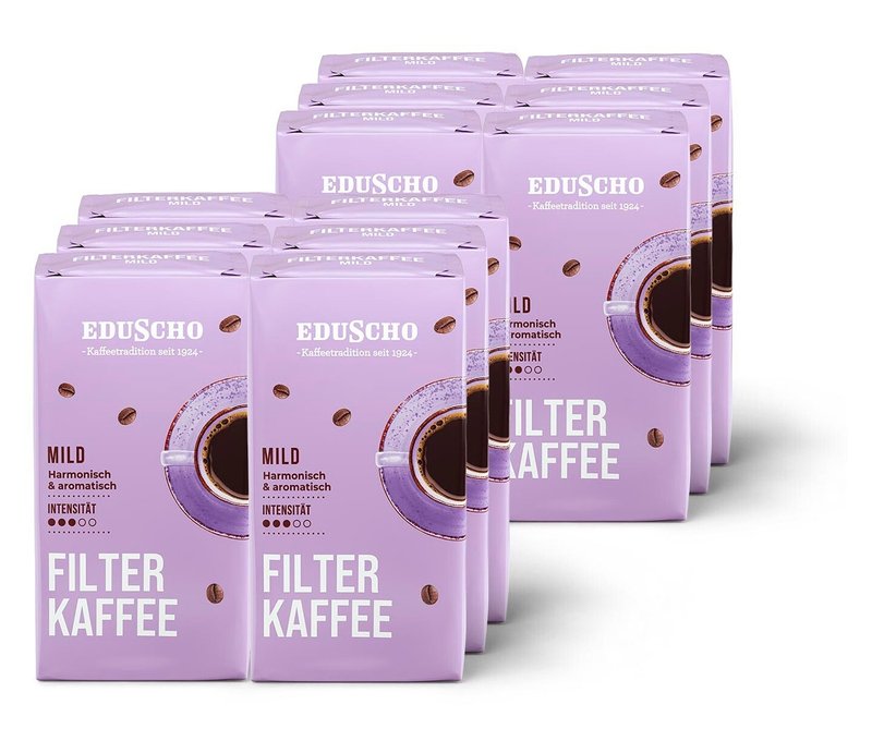 Eduscho Filterkaffee Mild - 12 x 500 g Gemahlen - Intensität: 3/5