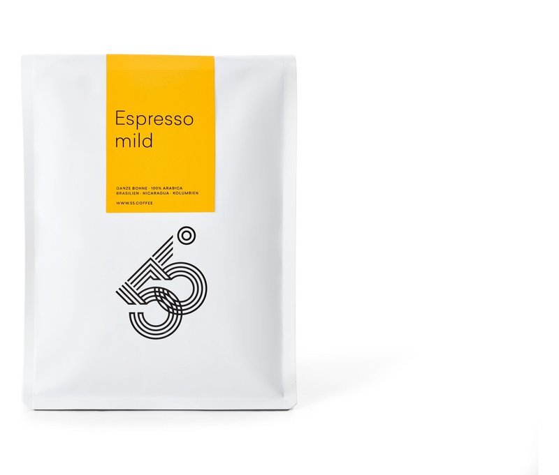 55 Degrees - Espresso mild - 1 kg Ganze Bohne - Intensität: 3/6