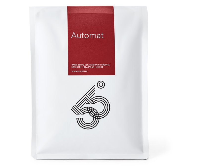 55 Degrees - Automat Caffè Crema - 1 kg Ganze Bohne - Intensität: 6/6