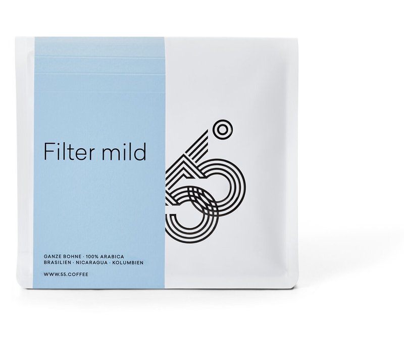 55 Degrees - Filterkaffee mild - 250 g Ganze Bohne - Intensität: 3/6
