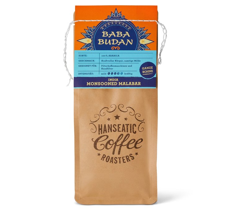Hanseatic - Baba Budan Filterkaffee - 250 g Ganze Bohne - Intensität: 3/6