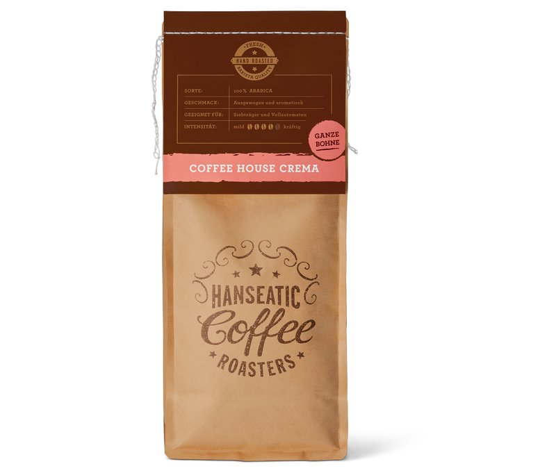 Hanseatic - Coffee House Caffè Crema - 1 kg Ganze Bohne - Intensität: 3/6