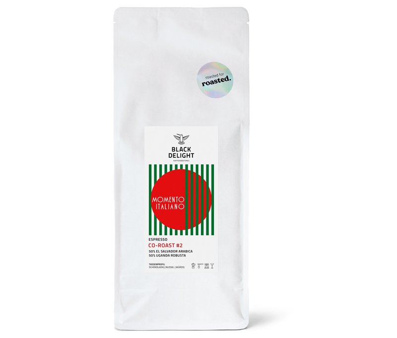 Black Delight x roasted. - Momento Italiano Co-Roast #2 Espresso - 500 g Ganze Bohne - Intensität: 5/6