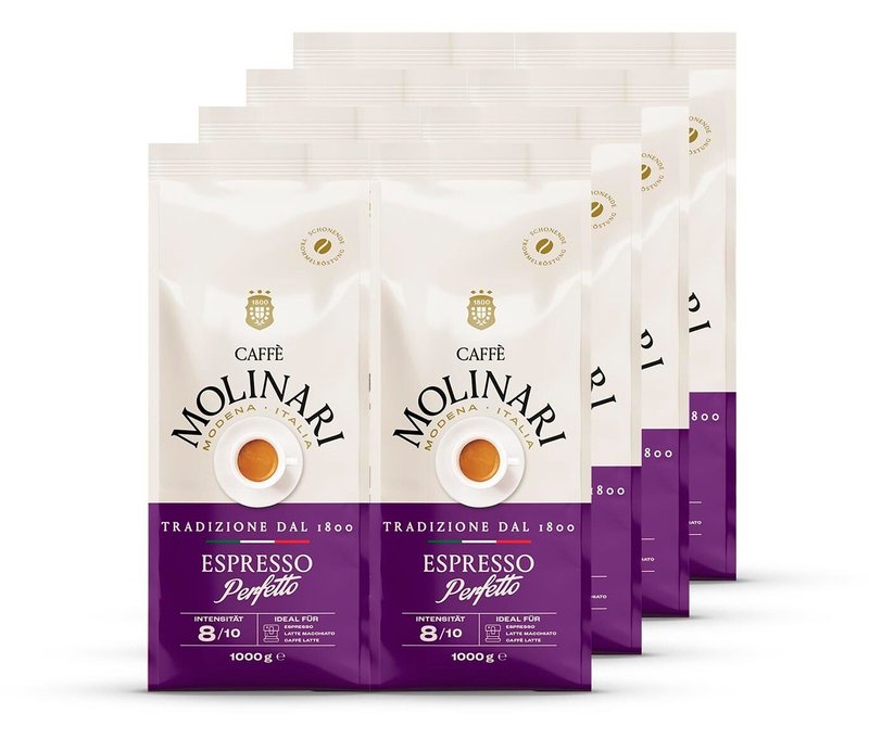 Caffè Molinari Espresso Perfetto - 8 x 1 kg Ganze Bohne - Intensität: 8/10