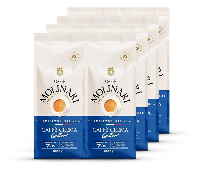 Caffè Molinari Caffè Crema Gustoso - 8 x 1 kg Ganze Bohne - Intensität: 7/10