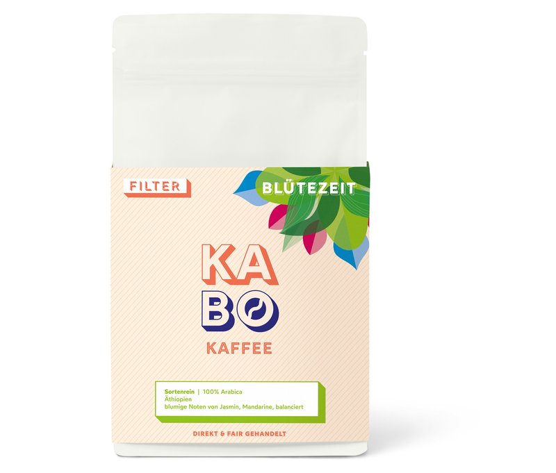 Kabo - Blütezeit Filterkaffee - 250 g Ganze Bohne - Intensität: 3/6