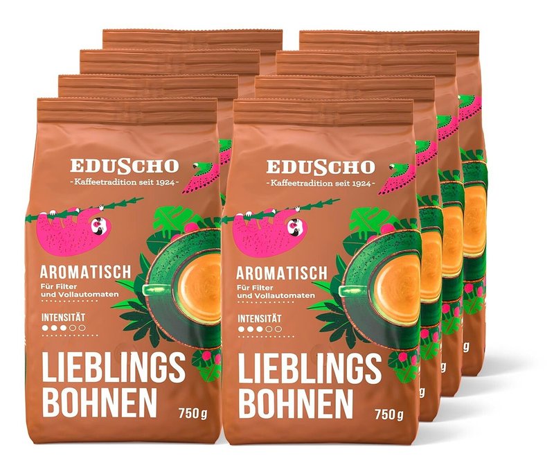 Eduscho Lieblingsbohnen Aromatisch - 8 x 750 g Ganze Bohne - Intensität: 3/5