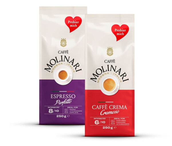 Caffè Molinari Caffè Crema & Espresso Probierset - 2 x 250 g Ganze Bohne