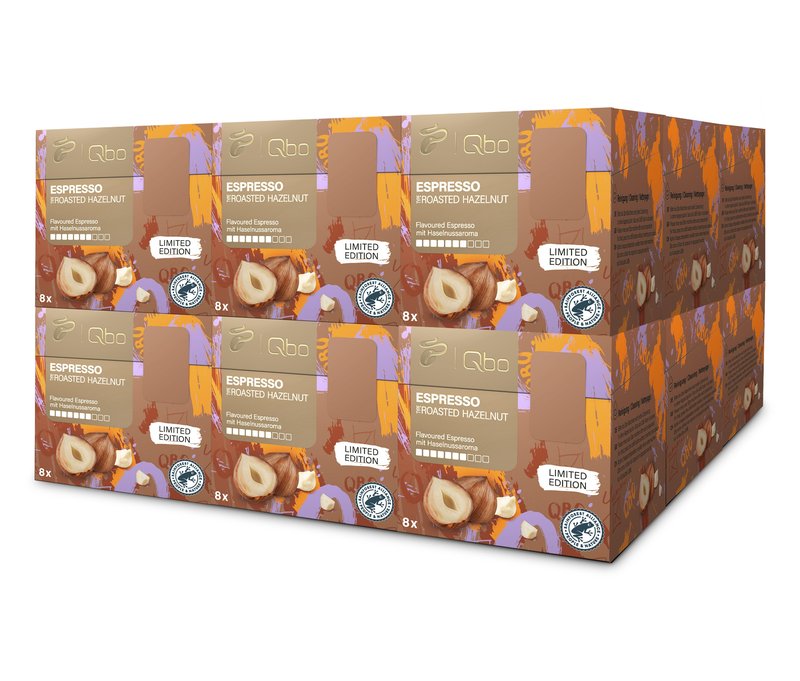 Qbo Flavoured Espresso Roasted Hazelnut - 144 Kapseln - Intensität: 7/10