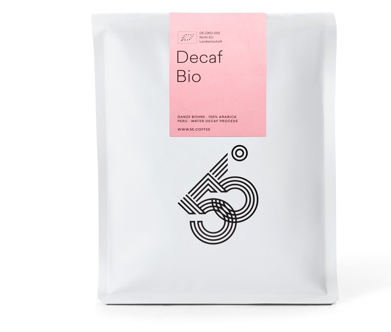55 Degrees – Decaf Omni Roast Bio, entkoffeiniert - 1 kg Ganze Bohne - Intensität: 3/6
