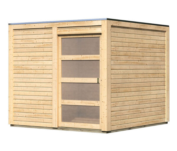Karibu Gerätehaus mit Schiebetür - 246x246x214cm - Fichtenholz / Glas