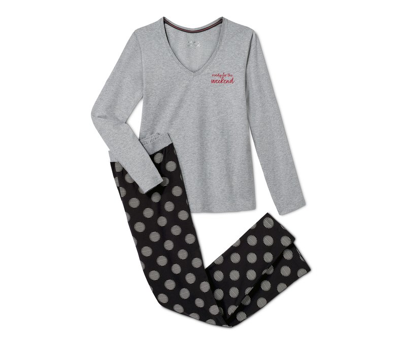 Tchibo - Pyjama - Damen - Gr. L - schwarz/gepunktet