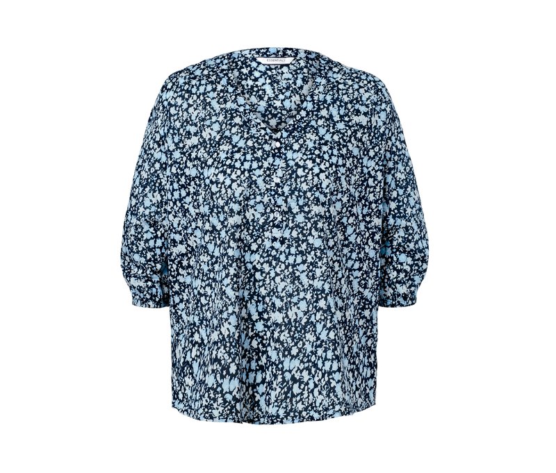 Tchibo - Florale Webbluse - Damen - Gr. 40 - dunkelblau/geblümt