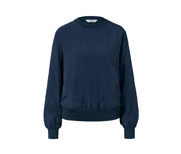 Tchibo - Bluse mit Rippbündchen - Damen - Gr. 38 - dunkelblau