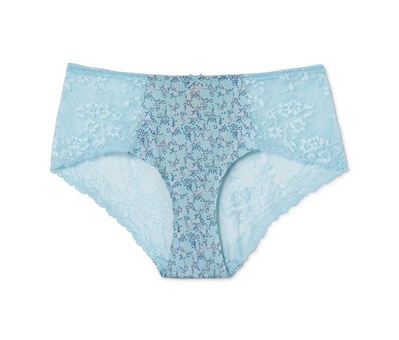 Tchibo - Spitzen-Panty - Damen - Gr. L - türkis/geblümt