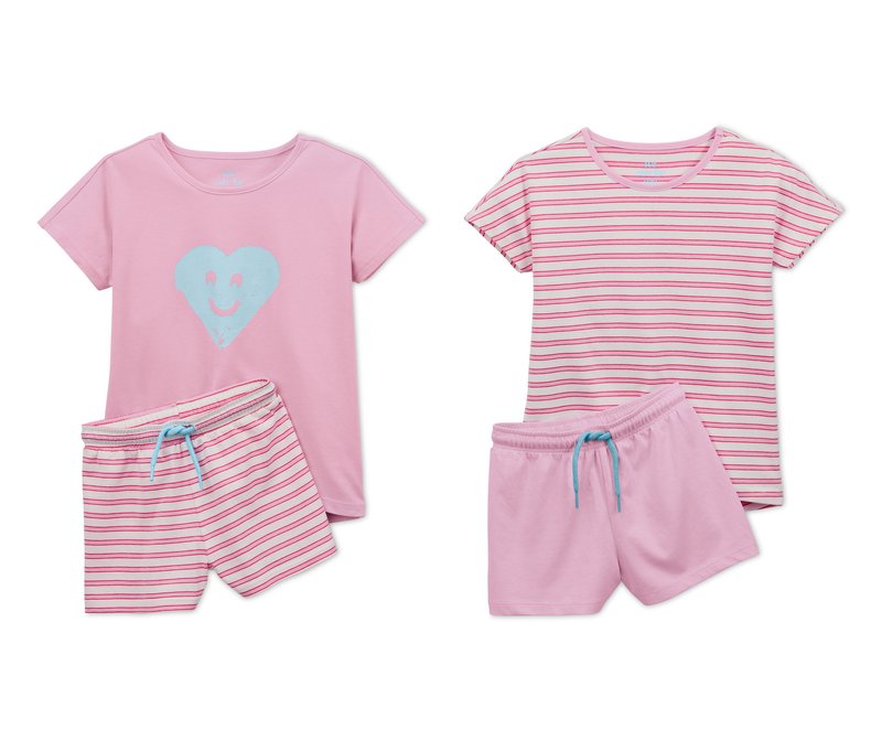 Tchibo - 2 Shorty-Pyjamas aus Bio-Baumwolle - Mädchen - Gr. 122/128 - hellblau/gestreift