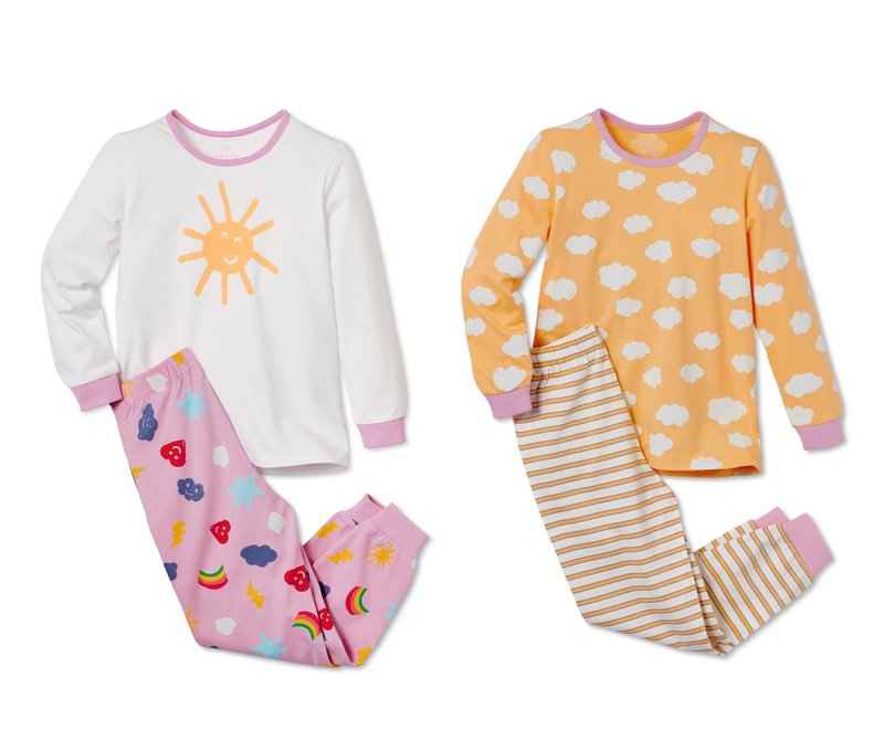 Tchibo - 2 Pyjamas aus Bio-Baumwolle - Mädchen - Gr. 134/140 - weiß/print
