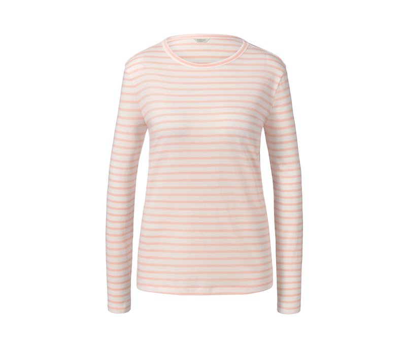 Tchibo - Langarmshirt - Damen - Gr. XS - koralle/gestreift