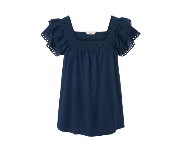 Tchibo - Shirt mit Stickerei - Damen - Gr. L - dunkelblau