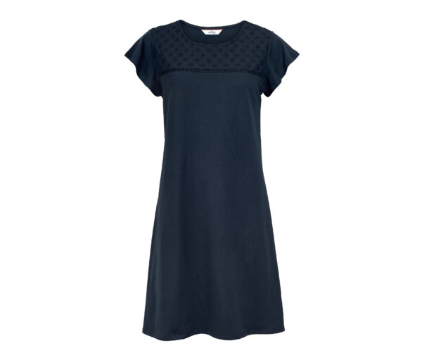 Tchibo - Jerseykleid mit Lochstickerei - Damen - Gr. M - dunkelblau