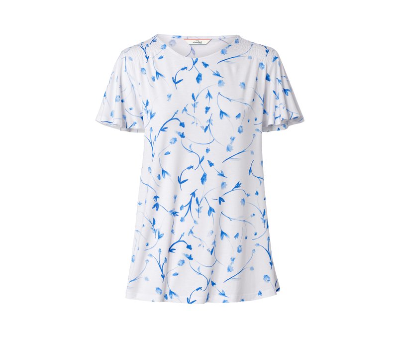 Tchibo - Blusenshirt mit Flügelärmeln - Damen - Gr. S - weiß/print