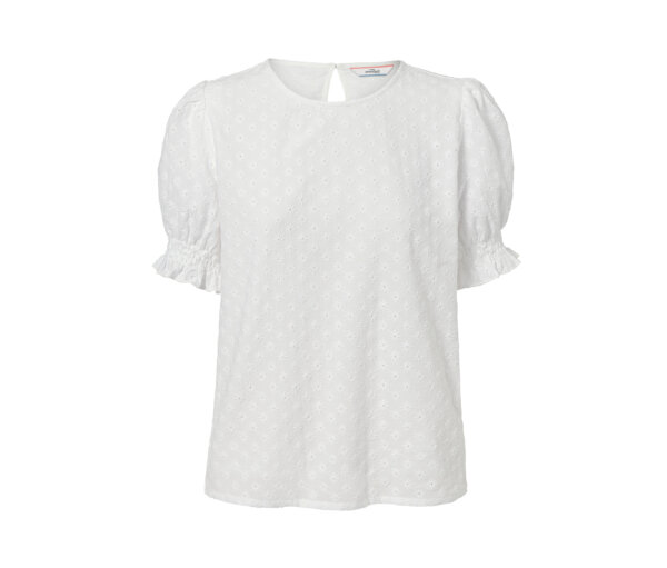 Tchibo - Blusenshirt mit Lochstickerei - Damen - Gr. 36 - weiß