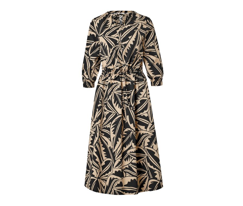Tchibo - Popeline-Kleid mit Palmenblätter-Druck - Damen - Gr. 36 - schwarz/print