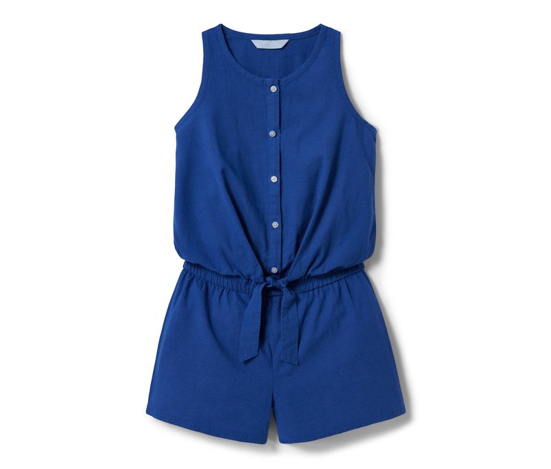 Tchibo - Jumpsuit mit Leinen - Mädchen - Gr. 170/176 - dunkelblau
