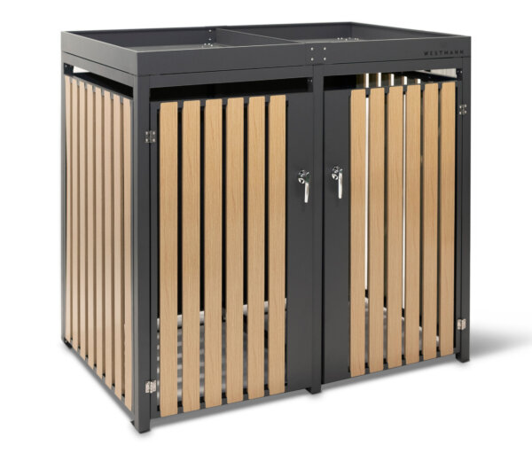 Tchibo - Mülltonnenbox mit Blumenkasten - 134x84x125cm - anthrazit - Stahl
