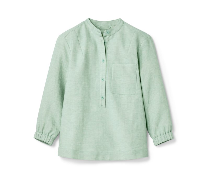 Nah/Studio Bluse - Baumwoll-Leinen-Mix - Gr. 40 - blau