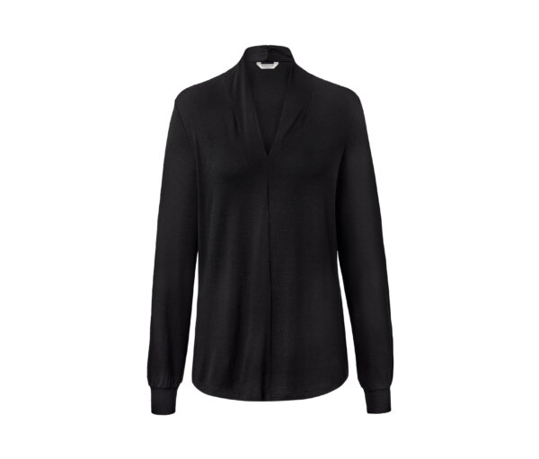 Tchibo - Langarmshirt mit V-Ausschnitt - Damen - Gr. L - schwarz