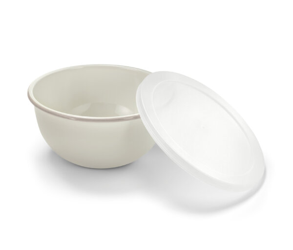 Tchibo - Emaille-Servier-und-Zubereitungsschüssel mit Deckel - weiß