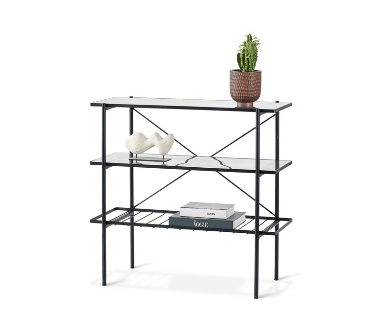 Tchibo - Konsole - 90x39,5x85cm - schwarz - Stahl / Glas / Glas