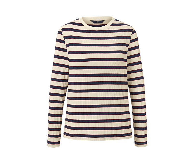 Tchibo - Geripptes Langarmshirt - Damen - Gr. M - dunkelblau/gestreift