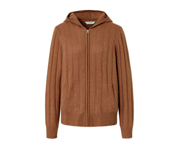 Tchibo - Premium Woll-Cashmere-Kapuzenjacke - Damen - Gr. L - braun