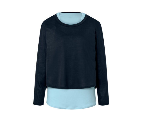 Tchibo - 2-in-1-Langarm-Sportshirt - Damen - Gr. XL - hellblau