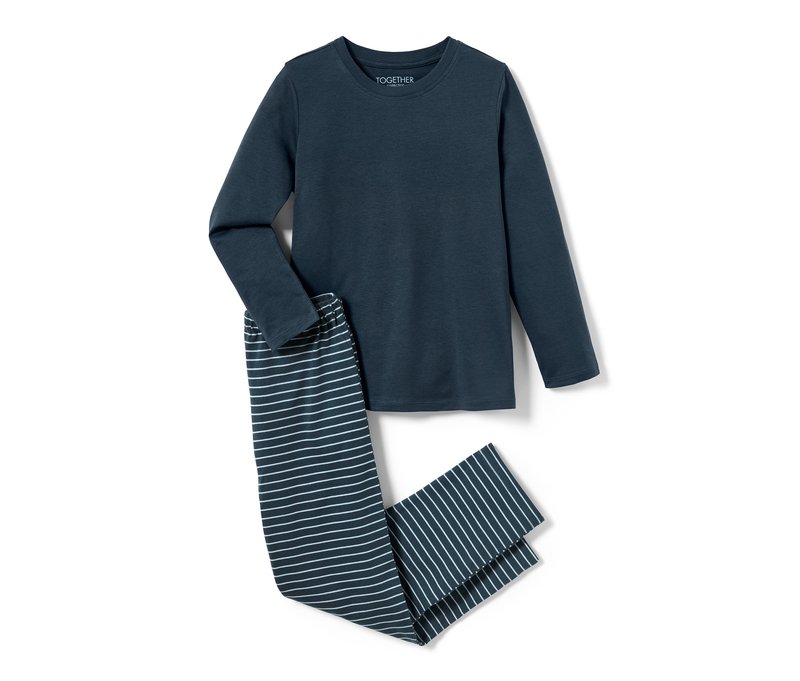 Tchibo - Kinder-Pyjama - Jungen - Gr. 122/128 - dunkelblau/gestreift