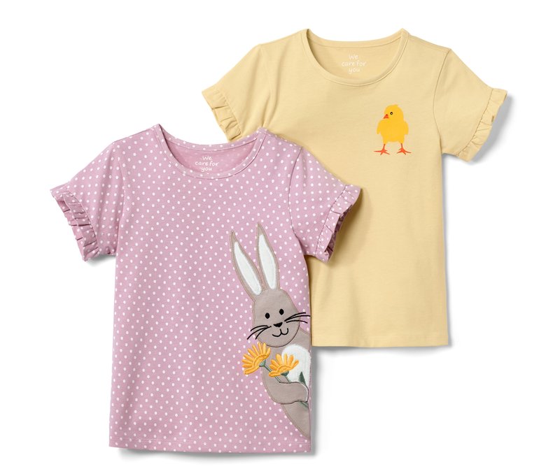 Tchibo - 2 Kleinkinder-T-Shirts - Mädchen - Gr. 122/128 - weiß