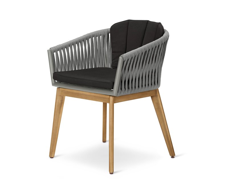 Tchibo - Dining-Sessel mit Textilgeflecht - 57,5x62,5x76,5cm - anthrazit - Akazienholz / Aluminium / Polypropylen