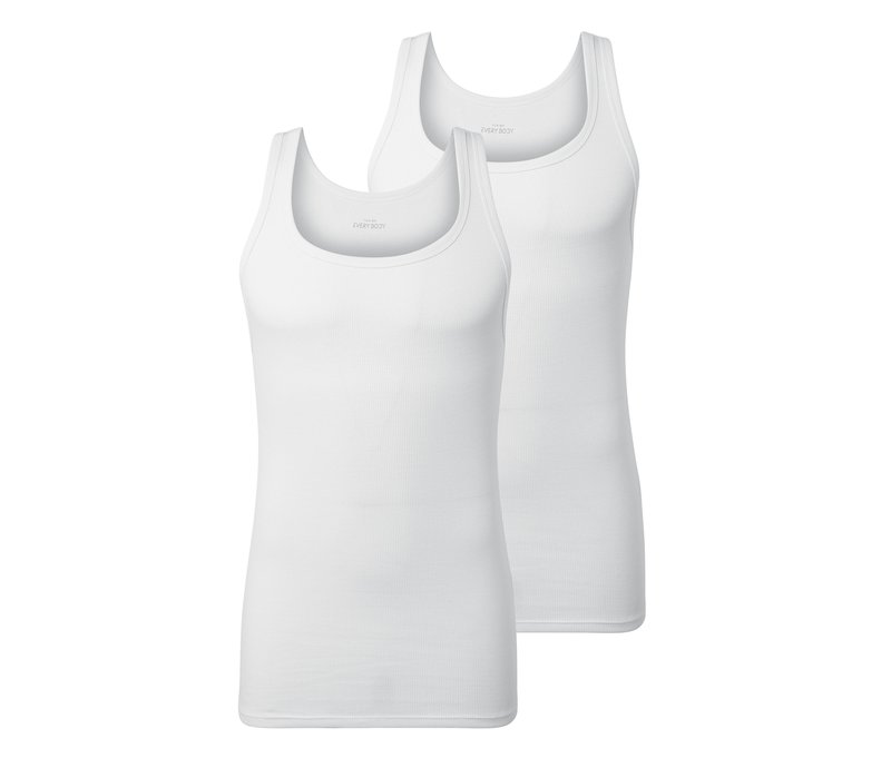 Tchibo - 2 Doppelripp-Unterhemden - Herren - Gr. L/6 - weiß