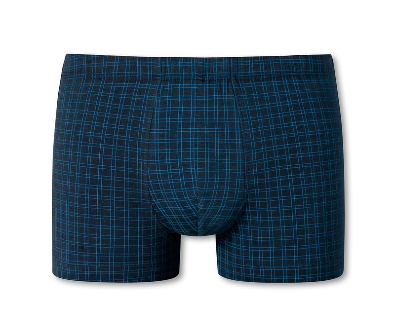 Schiesser Shorts - Gr. M/5 - dunkelblau/kariert