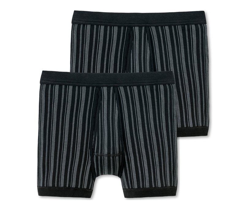 2 Schiesser Shorts in Feinripp - Herren - Gr. L/6 - schwarz