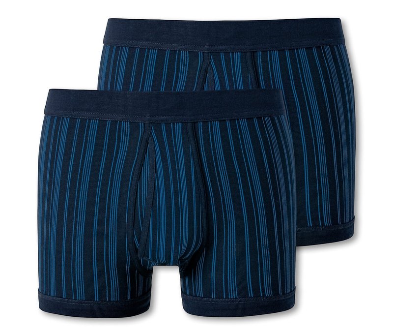 2 Schiesser Shorts in Feinripp - Herren - Gr. L/6 - dunkelblau
